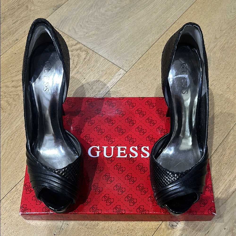 Guess Black Stiletto Heels Sleek Design With Box